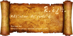 Rösler Árpád névjegykártya